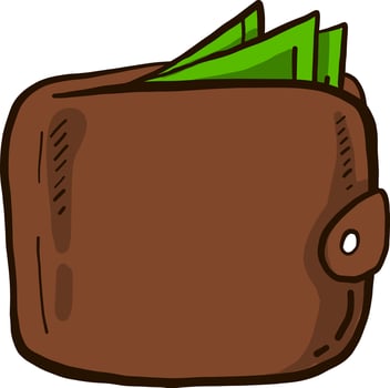 Brown wallet, illustration, vector on a white background.