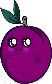Cute purple prune, illustration, vector on a white background.