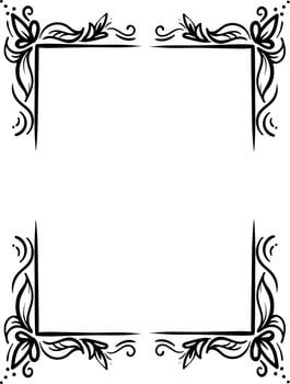 Decorative flower frame, illustration, vector on a white background.