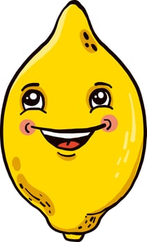 Happy yellow lemon, illustration, vector on a white background.