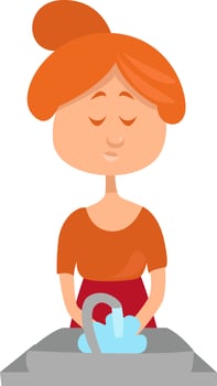 Doing the house work, illustration, vector on a white background.