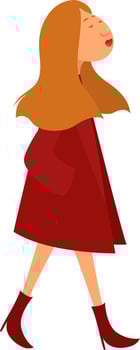 Fancy red coat, illustration, vector on a white background.
