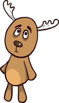 Sad deer, illustration, vector on a white background.