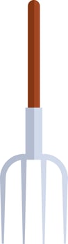 Big gardening fork, illustration, vector on white background.