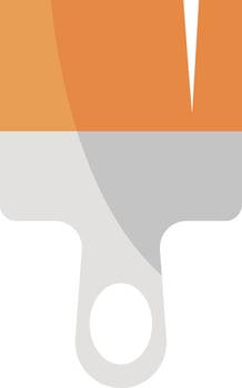 Big orange painting brush, illustration, vector on a white background