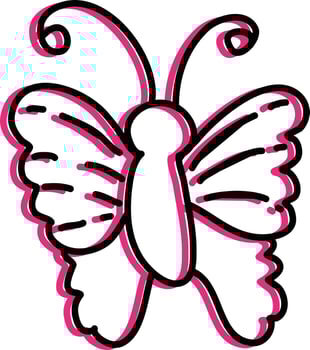 Pink baby butterfly, illustration, vector on a white background