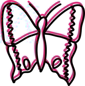 Neon pink butterfly, illustration, vector on a white background