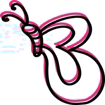 Small pink butterfly with big wings, illustration, vector on a white background