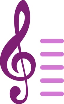 Purple music key, illustration, vector on a white background