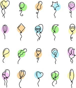 Colorful festive balloons, illustration, on a white background. vector