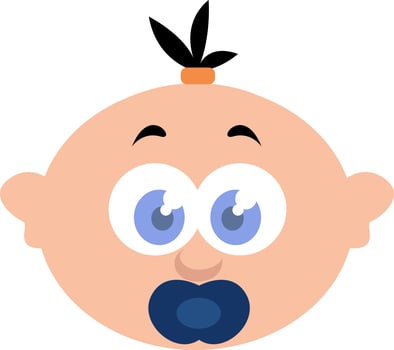 Baby with bright blue eyes, illustration, on a white background. vector