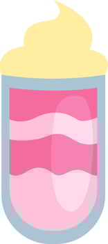 Pink coctail with whipped cream, illustration, on a white background. vector