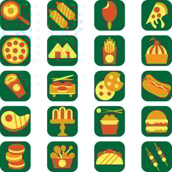 Restaurant food, illustration, vector on a white background.