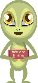 Alien hiring people, illustration, vector on white background.