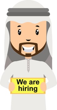 Arab is hiring, illustration, vector on white background.