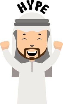 Arab is hyped, illustration, vector on white background.
