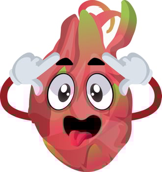 Crazy dragon fruit, illustration, vector on white background.
