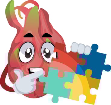 Dragon fruit with puzzle, illustration, vector on white background.