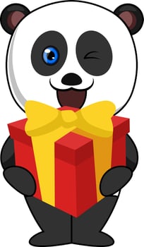 Padna with birthday present, illustration, vector on white background.