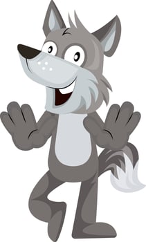 Happy wolf, illustration, vector on white background.