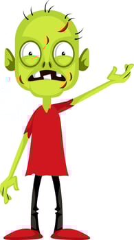 Angry zombie, illustration, vector on white background.