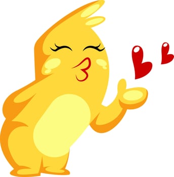 Yellow monster sending a kiss vector illustration on a white background
