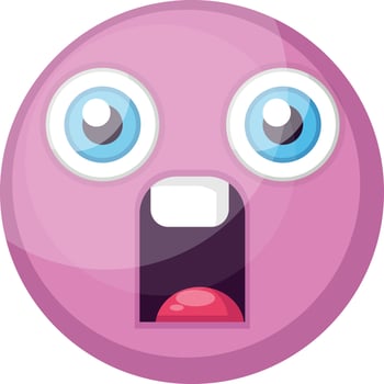 Supprised pink round emoji face vector illustration on a white background