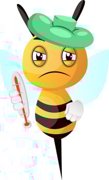 Sick bee, illustration, vector on white background.
