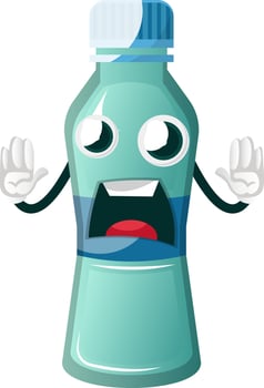 Bottle is afraid, illustration, vector on white background.