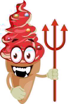 Ice cream with devil spike, illustration, vector on white background.