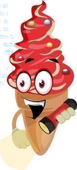 Ice cream with flashlight, illustration, vector on white background.