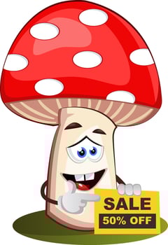 Mushroom for sale, illustration, vector on white background.