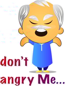 Angry grandpa, illustration, vector on white background.
