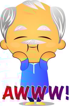 Cute old man, illustration, vector on white background.