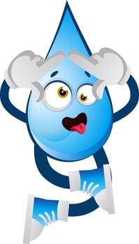 Cross eyed water drop, illustration, vector on white background.