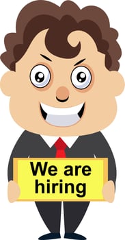Man is hiring, illustration, vector on white background.