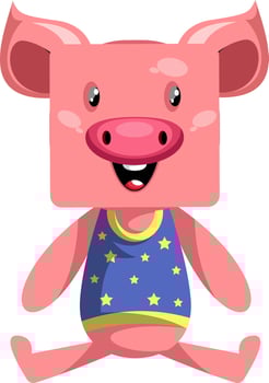 Happy pig, illustration, vector on white background.