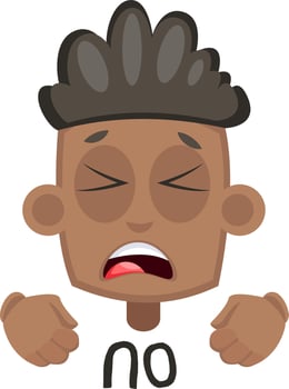 Boy expresses dissatisfaction, illustration, vector on white background.