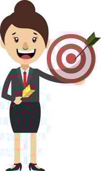 Woman with target, illustration, vector on white background.