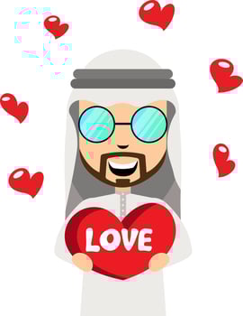Arab men in love, illustration, vector on white background.