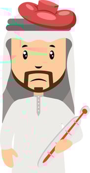 Arab men is sick, illustration, vector on white background.