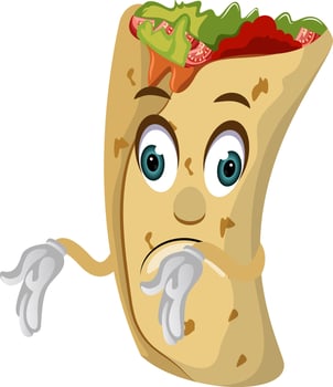 Confused burrito, illustration, vector on white background.