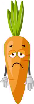 Sad carrot, illustration, vector on white background.