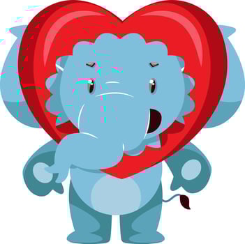 Elephant in love, illustration, vector on white background.