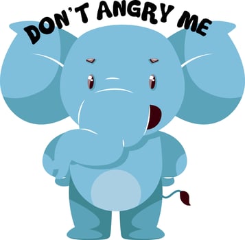 Angry elephant, illustration, vector on white background.