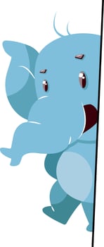 Elephant opens door, illustration, vector on white background.