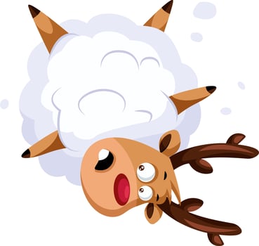 Christmas deer stuck in the snow vector illustration on a white backgorund