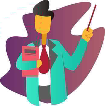 Male doctor lecturing about medicine simple vector illustration on a white background