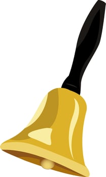 Hand bell, illustration, vector on white background
