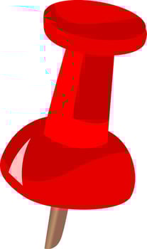 Red pin, illustration, vector on white background